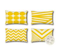 JOTOM Housse Coussin 30x50 cm Exterieur Impermeable Géométrique Coussins Canape Decoratif Taie Oreiller pour Jardin Balcon Salon Maison Lot de 4 (Jaune)