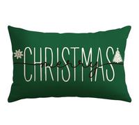 JOTOM Housse de coussin de Noël 30x50 cm Décor de Joyeux Noël Vert Housse de coussin 12x20 pouces Coussin lombaire de décoration de vacances d’hiver pour canapé, lit, chaise (Vert)