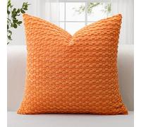 JOTOM Housse de coussin douce en velours côtelé, 60 x 60 cm, décorative, avec texture bulles 3D, pour canapé, chambre à coucher, douce, pour décoration de la maison (orange)