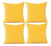 JOTOM Housse de Coussin Velours Côtelé Couleur Pure Taie d'oreiller pour Canapé Maison Salon Chambre Décoration D'intérieur, 45x45cm, Ensemble de 4 pièces(Maïs|Jaune)