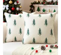JOTOM Housses de coussin de Noël 40x40 cm Lot de 2 Housses de coussin décoratives de Noël imprimées recto-verso 16x16 pouces pour canapé, housse de coussin d’hiver pour décoration des fêtes, pour