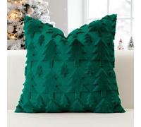 JOTOM Lot de 1 housse de coussin de Noël - 50 x 50 cm - Motif sapin de Noël - Douce - En fausse fourrure - Pour maison, lit, canapé, canapé (vert)