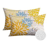JOTOM Lot de 2 housses de coussin décoratives pour extérieur, 30 x 50 cm, fleurs imperméables, pour jeté, dossier lombaire, motifs floraux, pour patio, canapé, banquette, tente, décoration intérieure
