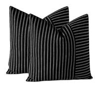 JOTOM Lot de 2 Housses de Coussin Souples en Patchwork Rayé 50x50 cm Housses de Coussin Décoratives Modernes Carrées Housse de Coussin Décorative pour Canapé Lit (Blanc Noir)
