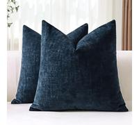 JOTOM Lot de 2 Housses de Coussins 40x40 cm Chenille Douce Bleu Marine Housse de Coussin Décorative Taie d'oreiller Lombaire Solide pour Canapé Salon Lit Décoration d'intérieur (Bleu Marine)