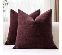 JOTOM Lot de 2 Housses de Coussins 40x40 cm Chenille Douce Housse de Coussin Décorative Taie d'oreiller Lombaire Solide pour Canapé Salon Lit Décoration d'intérieur (Rouge Bordeaux)