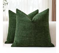 JOTOM Lot de 2 Housses de Coussins 60x60 cm Chenille Douce Vert Housse de Coussin Décorative Taie d'oreiller Lombaire Solide pour Canapé Salon Lit Décoration d'intérieur (Vert)