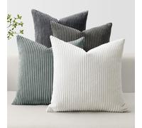 JOTOM Lot de 4 Housse de Coussin en Velours Côtelé Décoratif Canapé Taie d'oreiller Doux Decoration pour Maison Salon Chambre Canapé Décoration 40x40cm (Gris)