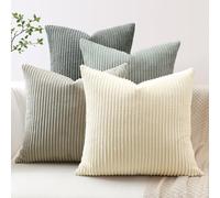 JOTOM Lot de 4 Housse de Coussin en Velours Côtelé Décoratif Canapé Taie d'oreiller Doux Decoration pour Maison Salon Chambre Canapé Décoration 40x40cm (Gris Crème)