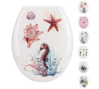 JOTOM Siège de Toilette de Haute Qualité Abattant WC Facile à Installer et à Nettoyer Magnifique Imprimé Toilette Siège (La Vie Marine)