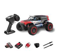 JOTPOR S912 Modèle de voiture d'escalade RC pour 16+, échelle 1/16 2,4 G brossé 4WD RC voiture avec 7 couleurs de lumières LED et effets clignotants, course à haute vitesse (deux piles/rouge)