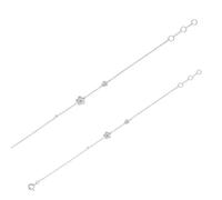 Jouailla - Bracelet en argent 925/1000 rhodié avec deux fleurs et une pierre d'oxyde (18 cm)