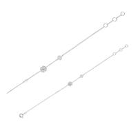 Jouailla - Bracelet en argent 925/1000 rhodié orné d'une fleur et d'un oxyde de zirconium (18 cm)