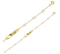 Jouailla - Identité bébé maille forçat en Or 375-1000 ornée de Perles d'eau douce (398058)