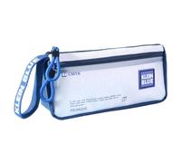 Joucien Boîtes de papeterie personnalisées pour les étudiants masculins et féminins, trousse de rangement transparente bleue - bleu et blanc mer