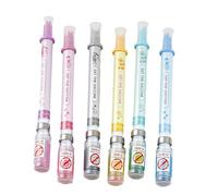 Joucien Lot de 4 stylos neutres pour injecteur de vaccin créatif de 0,38 mm, tube à aiguille complète, noir à séchage rapide, cheveux mélangés de six couleurs