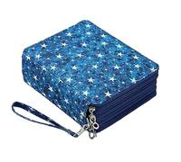Joucien Sac à main en tissu Oxford, stylo de couleur, crayon, sac de rangement artistique pour étudiants masculins et féminins - Bleu cinq étoiles - 168 trous