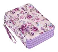 Joucien Sacs à crayons et papeterie pour étudiants masculins et féminins, styles personnalisés, outils d'art et de peinture, sacs de rangement - Fleur violette avec 200 trous