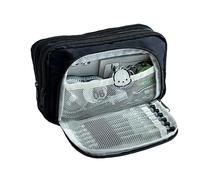 Joucien Trousse à crayons avec fenêtre sur le devant, trousse simple multicouche, trousse de rangement pour papeterie d'école primaire - Tissu à mémoire de forme, fenêtre avant, noir (accessoires non
