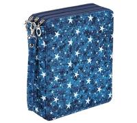 Joucien Trousse à crayons personnalisée et minimaliste pour étudiant avec fermeture éclair - Bleu cinq étoiles