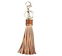 Joudoo GJ004 Porte-clés en cuir avec pompons pour sac à main, porte-clés de voiture 20,3 cm - Marron - 8"/20cm