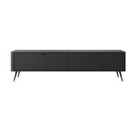 JOUDY - Meuble TV 200cmeffet rainuré - Noir
