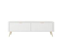 JOUDY MINI - Mini meuble TV 163cmeffet rainuré - Blanc