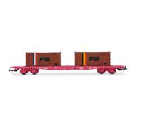 JOUEF HJ6278 SNCF, wagon porte-conteneurs 4 essieux S70, chargé avec 2 x 20' conteneur FB, ep. IV Wagons
