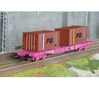 Wagon porte conteneurs S70, "FB", SNCF, Ep. IV - JOUEF HJ6278 - HO 1/87