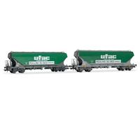 Jouef HJ6281 SNCF, Lot de 2 Wagons-trémies céréaliers 4 essieux (parois Plates) UFAC, ép. Wagons de fret IV