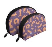 Jouer au Teckel, Trousse de Maquillage Coquille Femme Petit Porte-Monnaie Trousse de Toilette Trousse à cosmétiques 2 pièces