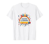 Jouer C'est Apprendre Un Enseignant Qui Fait de l'apprentissage Un Arc-en-Ciel ludique T-Shirt, Homme, Blanc, M