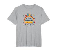 Jouer C'est Apprendre Un Enseignant Qui Fait de l'apprentissage Un Arc-en-Ciel ludique T-Shirt, Homme Grandes Tailles, Gris Chiné, 5X Tall