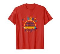 Jouer C'est Apprendre Un Enseignant Qui Fait de l'apprentissage Un Arc-en-Ciel ludique T-Shirt, Homme, Rouge, M