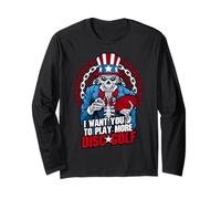 Jouer Plus Disc Golf Frolf Patriotic Goth USA Uncle Sam Skull Manche Longue