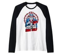 Jouer Plus Disc Golf Frolf Patriotic Goth USA Uncle Sam Skull Manche Raglan