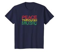 Jouer pour Changer la Paix grâce à la Musique T-Shirt, Enfant, Bleu Marine, 10 Ans