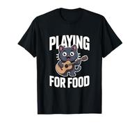 Jouer pour la Nourriture Chat Mignon Guitare Musicien T-Shirt