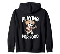Jouer pour la Nourriture Chien Mignon Guitare Musicien Sweat à Capuche