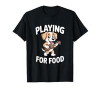 Jouer pour la Nourriture Chien Mignon Guitare Musicien T-Shirt