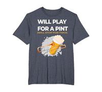 Jouera pour Une Pinte, s'arrêtera pour Deux Trombone Tromboniste T-Shirt, Homme Grandes Tailles, Bleu Chiné, 5X Tall