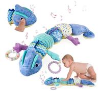 Jouet 3 en 1 pour bébé - 0-3-6-9-12 mois - Peluche chenille musicale - Cadeau bébé pour garçons et filles - Bleu