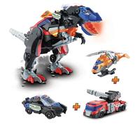 VTech Switch&Go Dinos 4 en 1 Mega T-Rex SOS Super Dinosaure combiné de Trois véhicules d'urgence, Dinosaures et Figurines d'action Jouet pour Enfants à partir de 3 Ans, Version ESP