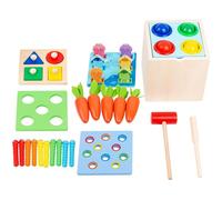 Jouet 5 en 1 - Kit de jeu en bois Jouet | Kit de jeu en bois pour garçons de plus de 1 an, filles, d'âge préscolaire, reconnaissance des couleurs de forme, tri et empilage de blocs de planche géométri