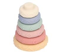 Jouet à Anneaux Empilables pour Bébés de 6 Mois et Plus - Tour à Empiler éducative en Silicone Souple avec Motif Animal Grinçant, Jouets d'apprentissage des Couleurs et des Formes pour Les