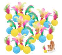 Jouet à balle de chat 24pcs, 1,5 jouets de chat colorés avec plumes Boules de chat interactives Cat de golf jouet sportif de sport pour chats intérieurs (couleur aléatoire) Boules de chat