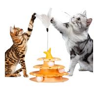 Jouet à balle de chat, jouets pour chats pour chats intérieurs - Turton pour animaux de compagnie à happineuse avec un teaser en plumes,Tour des balles de piste interactive à rouleaux de chaton pour l