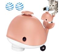 Jouet À Balle Flottante De Baleine Mignonne - Fonction De Roulement Automatique Et De Musique Jouet Pour Animaux De Compagnie | Roues Flexibles, Ventilateur De Refroidissement Et Lumières LED | Jeu De