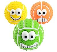 Jouet à balle grincheux de chiot - 1 * jouet à balle de chien | Réfléchissez aux balles de jeu de | Chiens de balles de visage en latex | Squezy aller chercher le jeu pour les chiens | Sourie réu