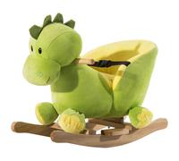 HOMCOM Jouet à Bascule Dinosaure Ceinture de sécurité Effet sonore 32 chansons pour Enfants de 18+ Mois Bois Peluche Verte